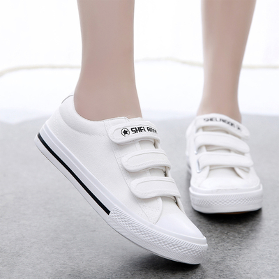 帆布鞋女夏秋2015韩版潮低帮白色平底休闲鞋学生魔术贴板鞋女鞋子