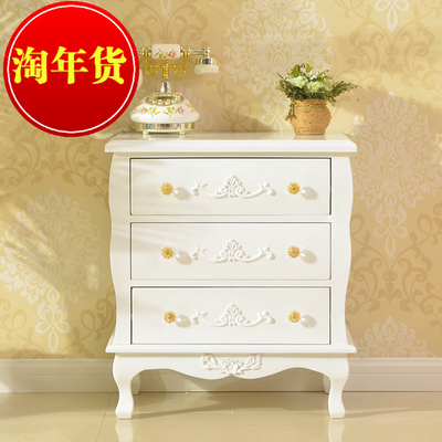 客厅木质床头柜欧式特价储物柜白色简约烤漆三斗柜宜家卧室收纳柜