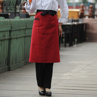 新款时尚服务员围裙厨师围裙半身男士围裙 厨房工作围腰 定制围裙