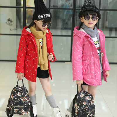 童装韩版女童2015新款韩版冬款加厚棉衣女中大童时尚外套一件代发