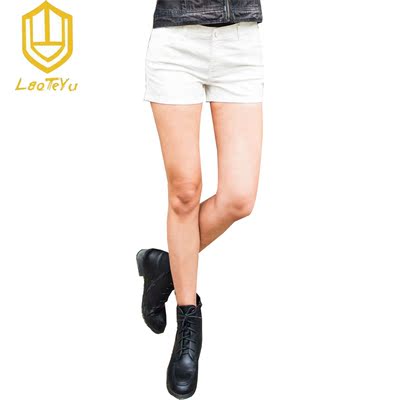 劳特裕2015夏季新款个性学生休闲纯色热裤女时尚简约修身短裤
