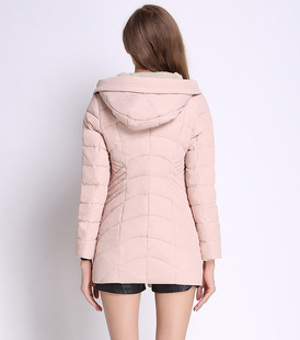 2015冬装新款韩版学院风学生修身显瘦连帽羽绒服女中长款加厚外套