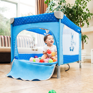 神马多功能可折叠婴儿床 男女孩便携游戏床 儿童床宝宝摇篮童床