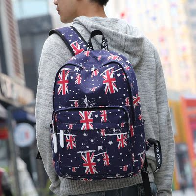 歌瑞 韩版印花背包大容量旅行书包中学生男双肩包女休闲电脑包