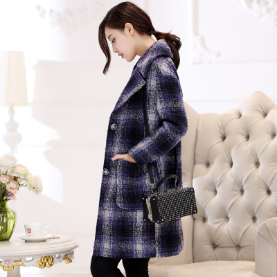 2015冬新款女装时尚韩版翻领毛呢外套优雅气质混纺毛呢格格大衣潮