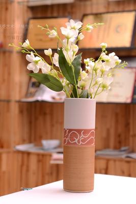 竹福竹艺 瓷胎竹编 竹丝扣瓷 北欧简约风格插花瓶 陶花瓶