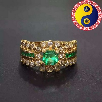 吉幸珠宝 复古天然祖母绿戒指指环干净通透18K金镶嵌彩宝新款超值