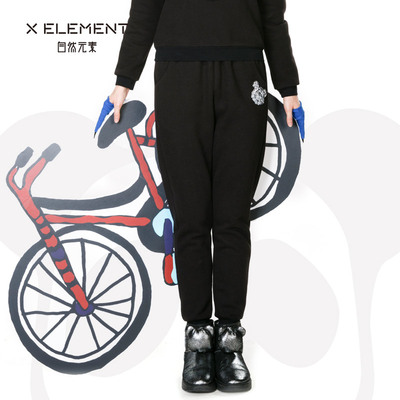 【同款】自然元素2015秋装新款直筒韩版女装黑色休闲裤长裤