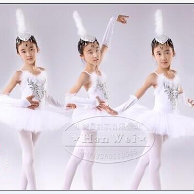 女童小天鹅舞演出服 表演服装 芭蕾舞蹈服 儿童白纱裙公主蓬蓬裙