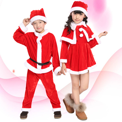 圣诞元旦万圣节表演服装 男女儿童圣诞服送帽 正品金丝绒搞怪演出