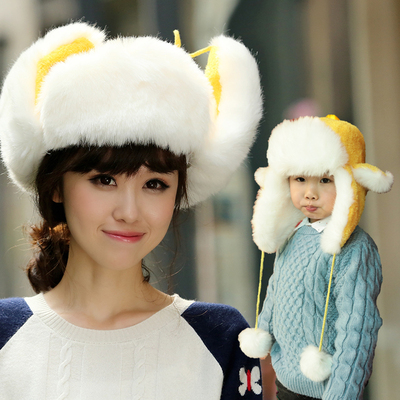 时尚潮韩版男女儿童秋冬季户外骑行雷锋帽亲子加厚东北帽仿皮草帽