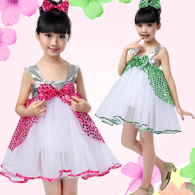六一儿童节幼儿蝴蝶结纱裙表演演出服装女童亮片舞蹈裙蓬蓬公主裙