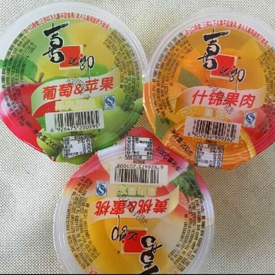 特价喜之郎黄桃＆蜜桃果肉果冻200g什锦 葡萄苹果