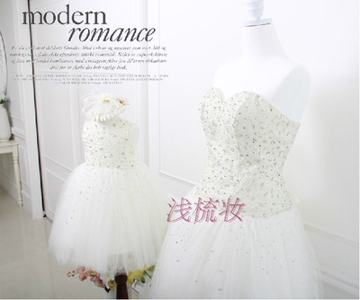 纯手工制作钉珠母女礼服亲子装可爱韩版生日公主裙表演聚会婚礼