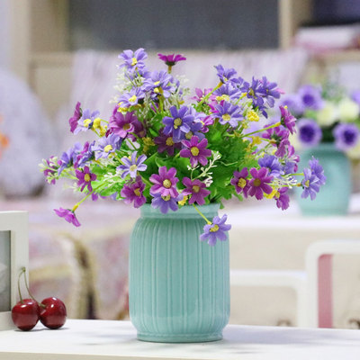高仿真花套装玫瑰花 装饰花假花客厅餐桌塑料花摆件绢布花艺
