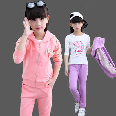 女童套装2016春装春秋新款韩版宝宝儿童长袖卫衣休闲套装三件套潮
