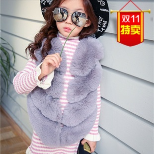 童装2016冬季新款韩版女童皮草马甲外套儿童夹棉加厚防寒毛毛衣潮