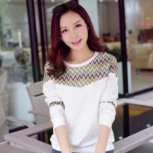 2015秋季新款韩版大码装纯棉女士式长袖t恤衫宽松显瘦学生上卫衣