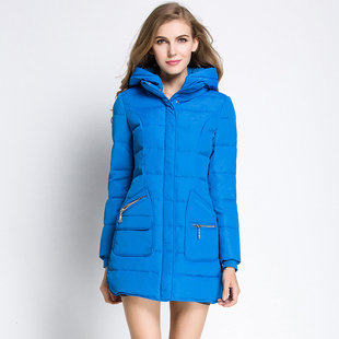 2015冬装新款韩版潮羽绒服女中长款加厚修身显瘦收腰保暖连帽外套