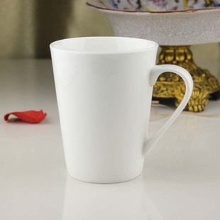 【微波炉用】出口正品纯白 马克杯 奶茶杯  骨瓷水杯 天圆款奶杯