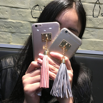 东大门韩版潮流苹果5/6s时尚iPhone6sPlus5.5透明软壳流苏手机壳