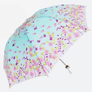 包邮特价女花图案折叠伞小清新花朵印花女士雨伞花色蓝色紫色