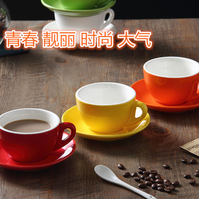 高档欧式陶瓷小咖啡杯碟子套装 简约红色英式红茶杯子 马克杯带勺