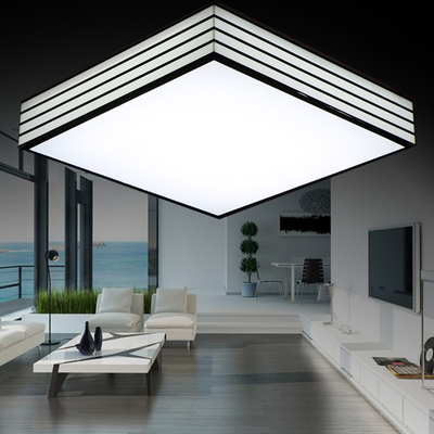 LED吸顶灯 简约现代卧室灯黑白客厅灯正方形遥控阳台玄关创意灯具