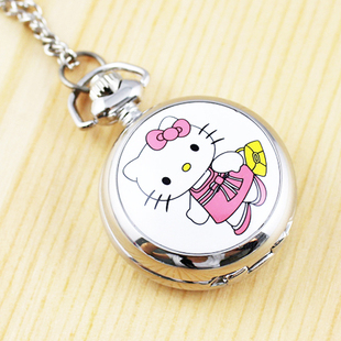 送表盒 日本机芯卡通儿童手表 可爱kt猫项链表怀表挂表 男孩女孩