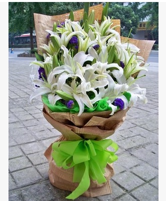 温州网上预定鲜花7枝香水百合教师节礼物生日鹿城区瓯北瓯海龙湾
