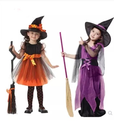 万圣节女巫服装儿童女巫婆角色扮演cosplay服装派对化妆舞会纱裙