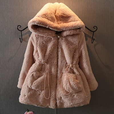女童外套2015潮冬新款中长款韩版加厚獭兔毛 仿皮草毛毛衣外套