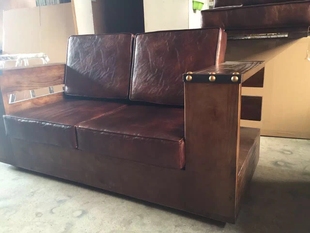 美式复古LOFT工业铁艺实木沙发组合椅做旧实木沙发椅仿古实木卡座