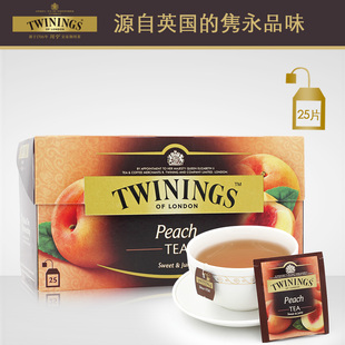 英国 Twinings川宁红茶蜜桃果香红茶25片装 进口茶红茶