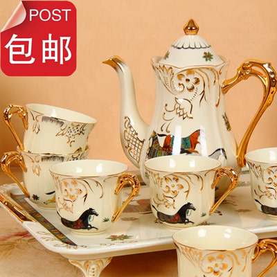 包邮特价8头欧式复古骨瓷红茶咖啡具英式下午茶具杯碟陶瓷礼品