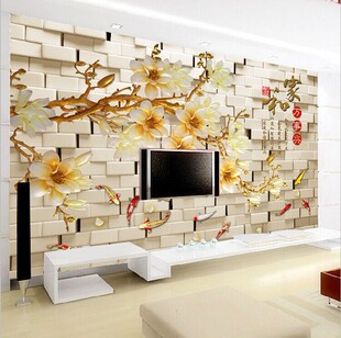 大型壁画电视背景墙纸壁纸卧室客厅3D高清浪漫客厅窗帘家和万事兴