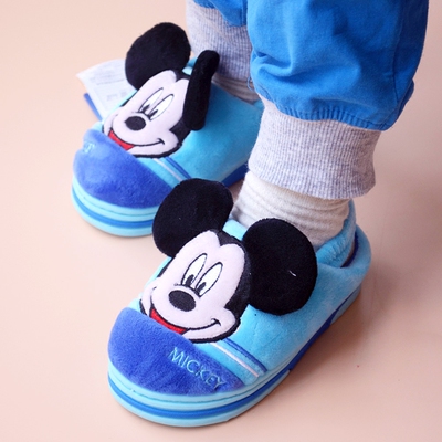 迪士尼幼儿童棉拖鞋小童拖鞋保暖卡通男女宝宝鞋松紧带软冬1-3岁