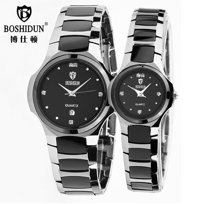 博仕顿瑞士品牌进口机芯女式石英表钨钢手表休闲防水情侣手表对表
