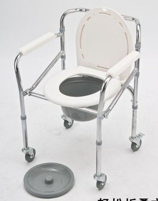 正品佛山FS696带轮折叠轻便座便椅坐厕椅洗澡椅带轮坐便凳坐厕车