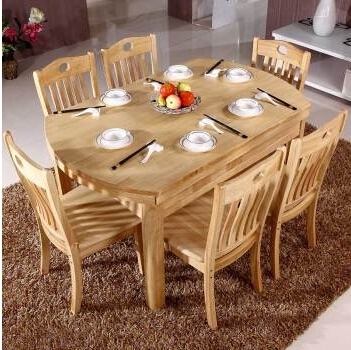 全实木餐桌橡木组合餐桌1.38米跳台拉台一桌六餐椅小户型餐桌南京