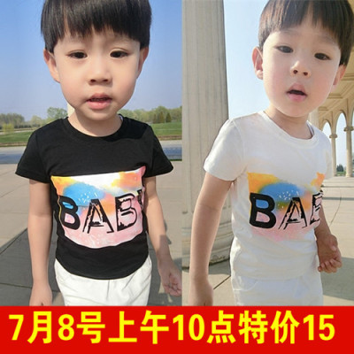 儿童短袖T恤2016夏装新款韩版男童女童纯棉体恤小童宝宝韩国童装