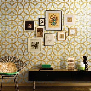 B003金色马赛克瓷砖拼图 电视沙发卫生间背景墙贴 简约欧式定制