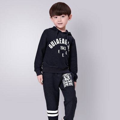 品牌童装2015秋冬新款韩版儿童套装 中大童纯色休闲运动套装