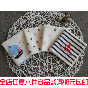 出口日本 纯棉口水巾 幼儿园用方巾 婴儿四层纱布手帕 不含荧光剂