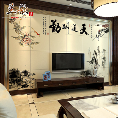 瓷砖电视背景墙 客厅沙发仿古砖文化雕刻艺术中式地砖壁画