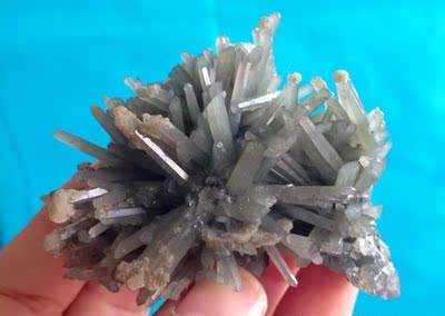 【奇石缘】矿物晶体  绿水晶上长方解石