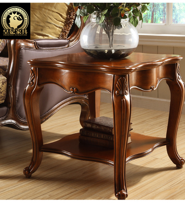 美式实木边几 客厅沙发角几 欧式古典小边桌 手工雕刻 工厂直销
