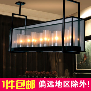 新中式吊灯中国风led烛台吊灯客厅灯长方形酒店工程工业铁艺吊灯