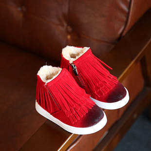 2015冬款韩版女童雪地靴短靴子加厚儿童马丁靴流苏女童鞋宝宝棉鞋