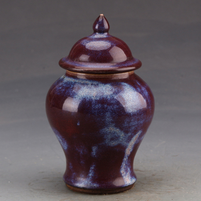 窑变玫瑰紫釉将军罐复古摆件收藏景德镇古董古玩瓷器做旧仿古定制